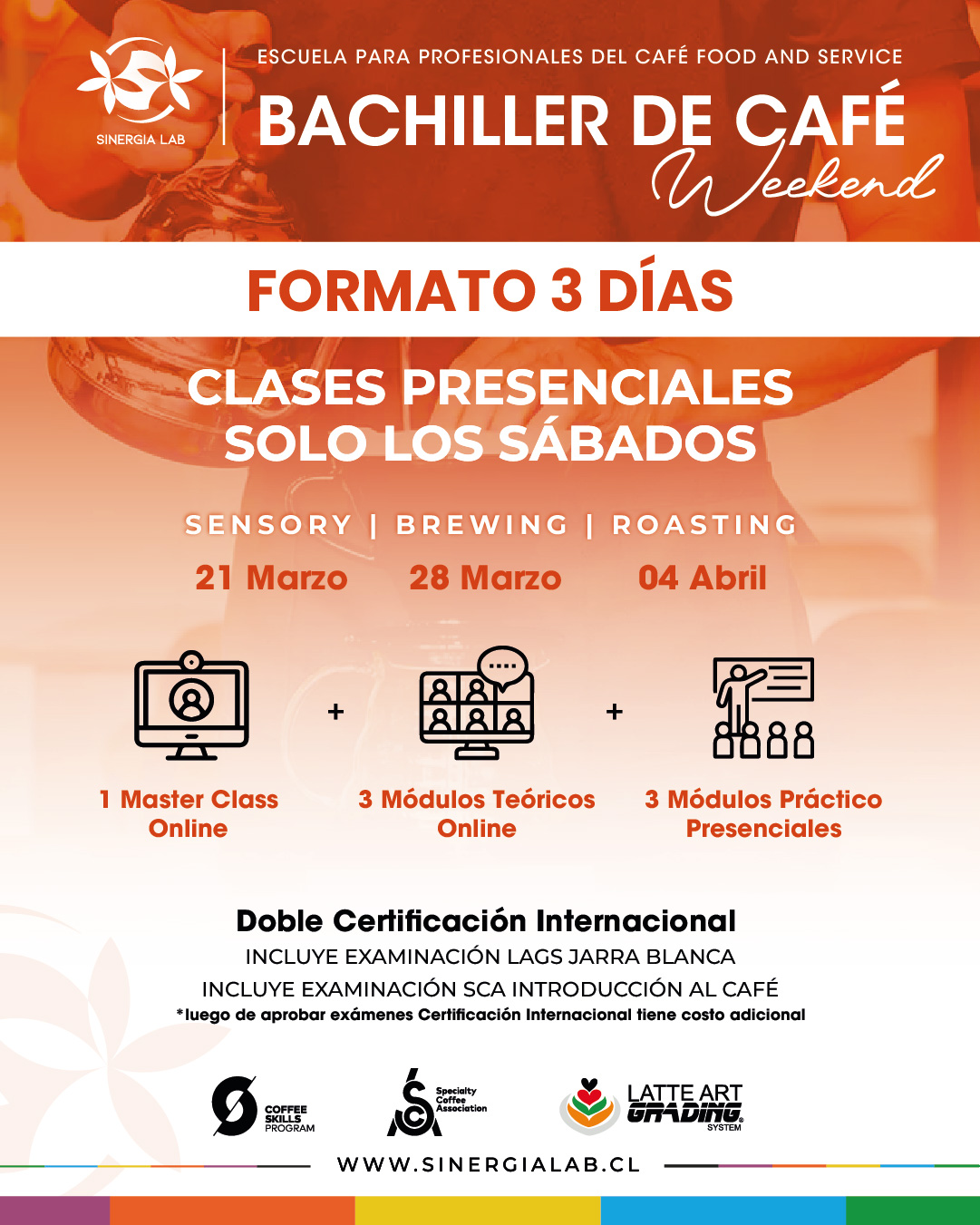 Bachiller de Café Weekend  – Formato 3 Días Sensory, Brewing y Roasting – Marzo 2026