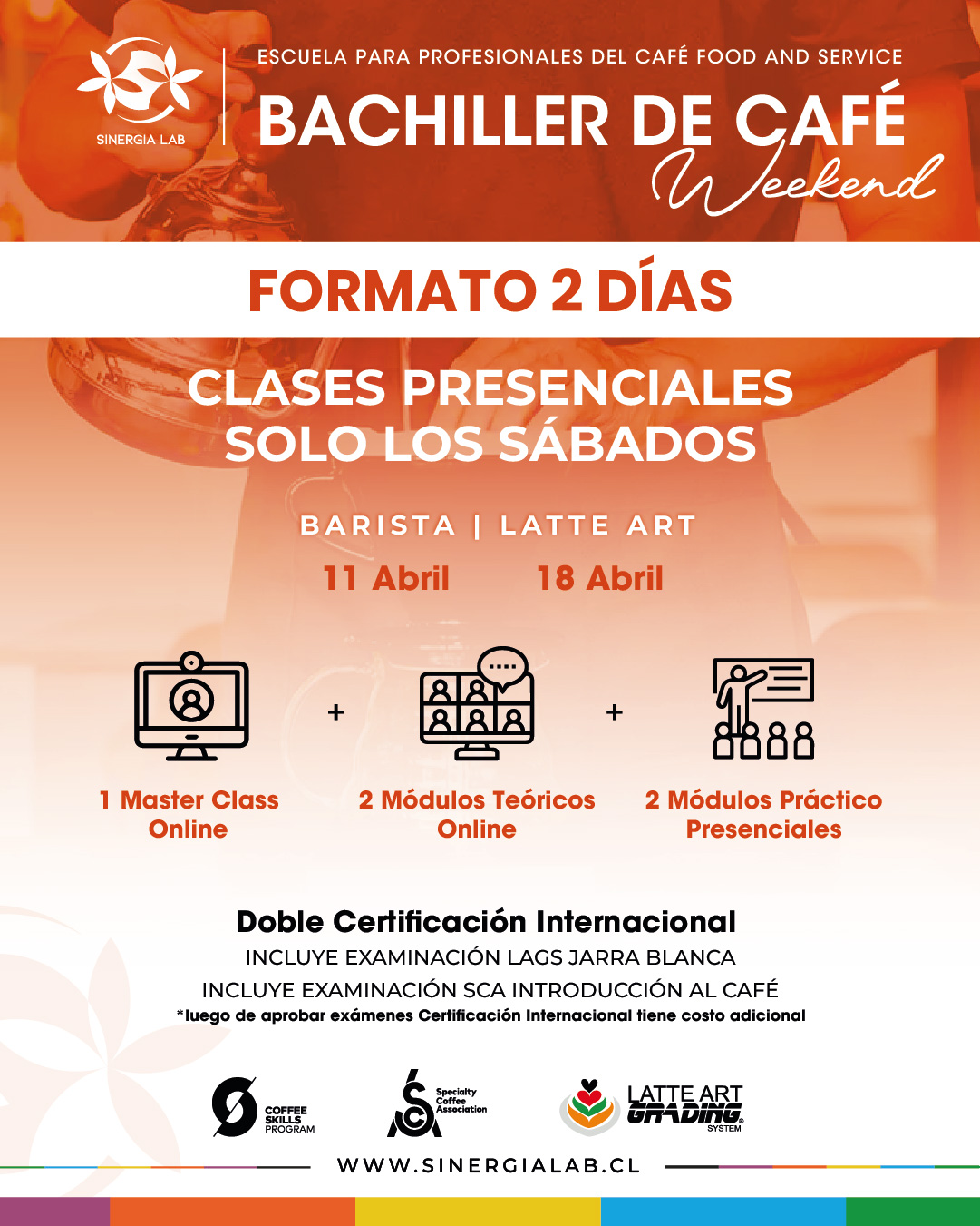 Bachiller de Café Weekend – Formato 2 Días Barista, Latte Art – Marzo 2026