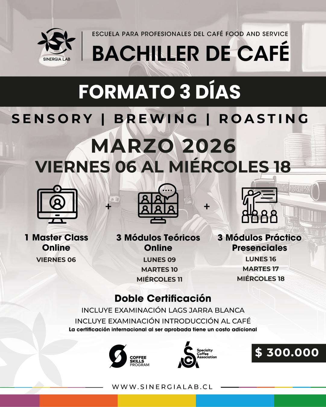 Bachiller de Café – Formato 3 Días Sensory, Brewing y Roasting – Marzo 2026