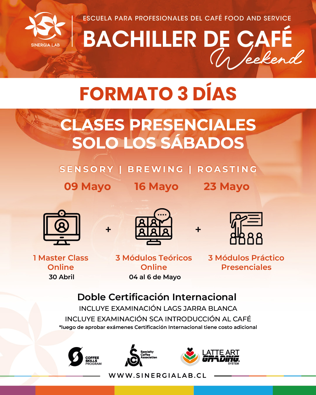 Bachiller de Café Weekend  – Formato 3 Días Sensory, Brewing y Roasting – Mayo 2026