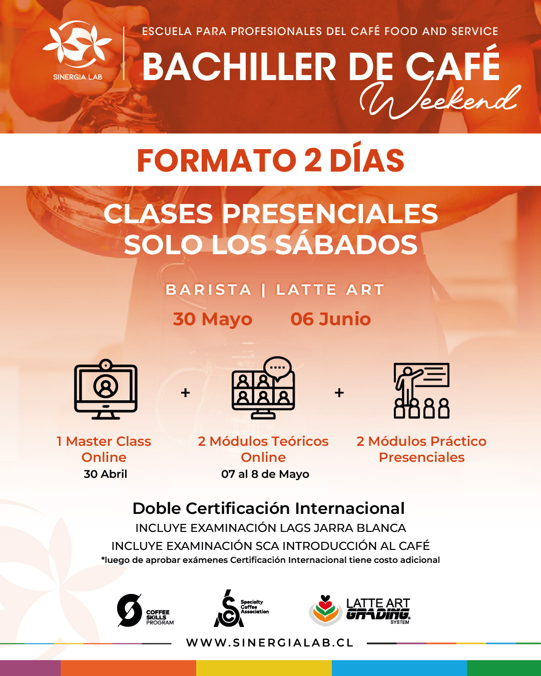 Bachiller de Café Weekend – Formato 2 Días Barista, Latte Art – Mayo 2026