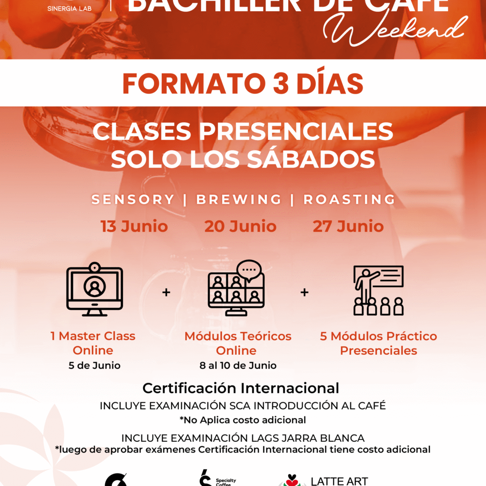 Bachiller de Café Weekend  - Formato 3 Días Sensory, Brewing y Roasting - Junio 2026