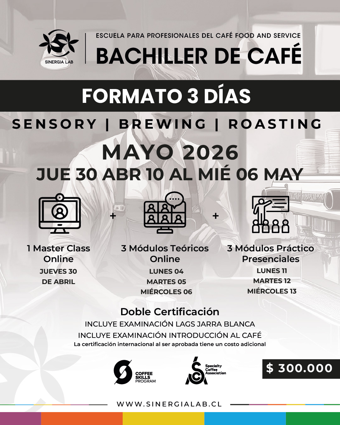 Bachiller de Café – Formato 3 Días Sensory, Brewing y Roasting – Mayo 2026